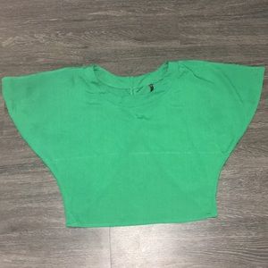 Open back green shirt